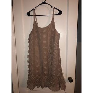 Tan Pom Pom Dress